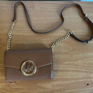 Michael Kors Cognac Wallet on a Chain Crossbody